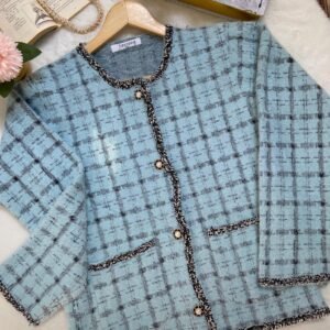 Cardigan old money à carreaux